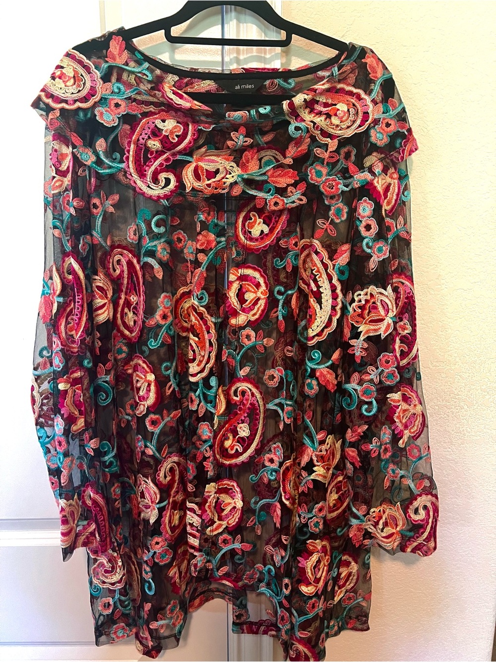 Ali Miles Chic Top/Cape/Swimsuit Cover- Front Slit Opening Overlaps like NEW